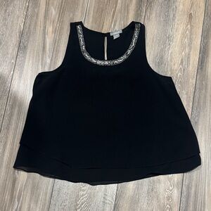 Angie Black Top with Silver Detailing